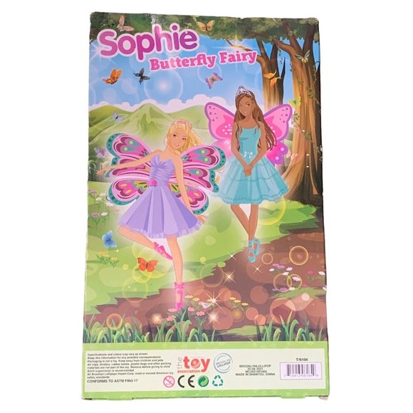 Sophie Butterfly Fairy Gray/Purple Dress Gold Wings Brush & Crown New READ - Picture 2 of 2